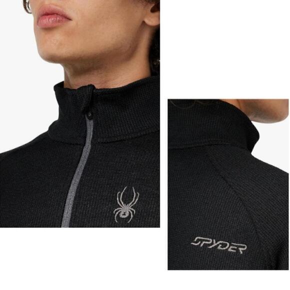 Spyder Other - Spyder Mens 1/4 Zip Pullover Jacket Black Sz  L Outdoors Layering Gorpcore